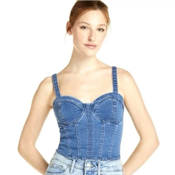 No Boundaries Denim Blue Corset - Picture 1 of 11